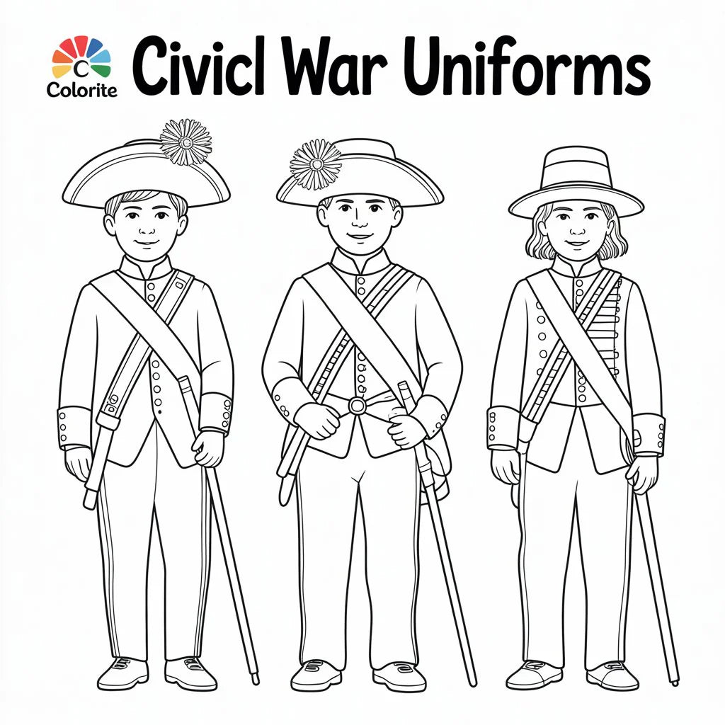 Civil War Uniforms – Historical Coloring Book (Digital Printable PDF) Smarthelper